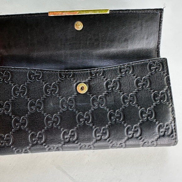 Gucci Guccima Embossed Black Leather Bifold Wallet Auntentic - Picture 11 of 12
